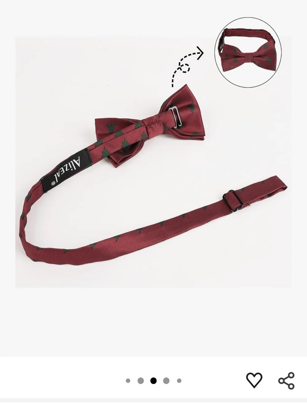 Kids Burgundy Bow Tie with Green Tree Motif
